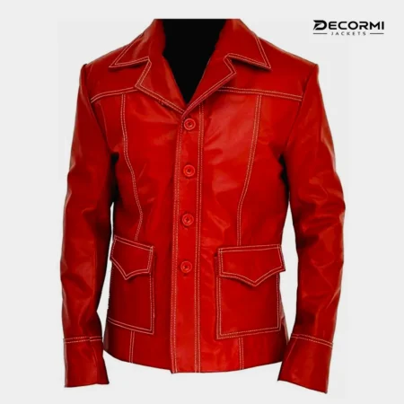 Fight Club Tyler Durden Red Leather Jacket