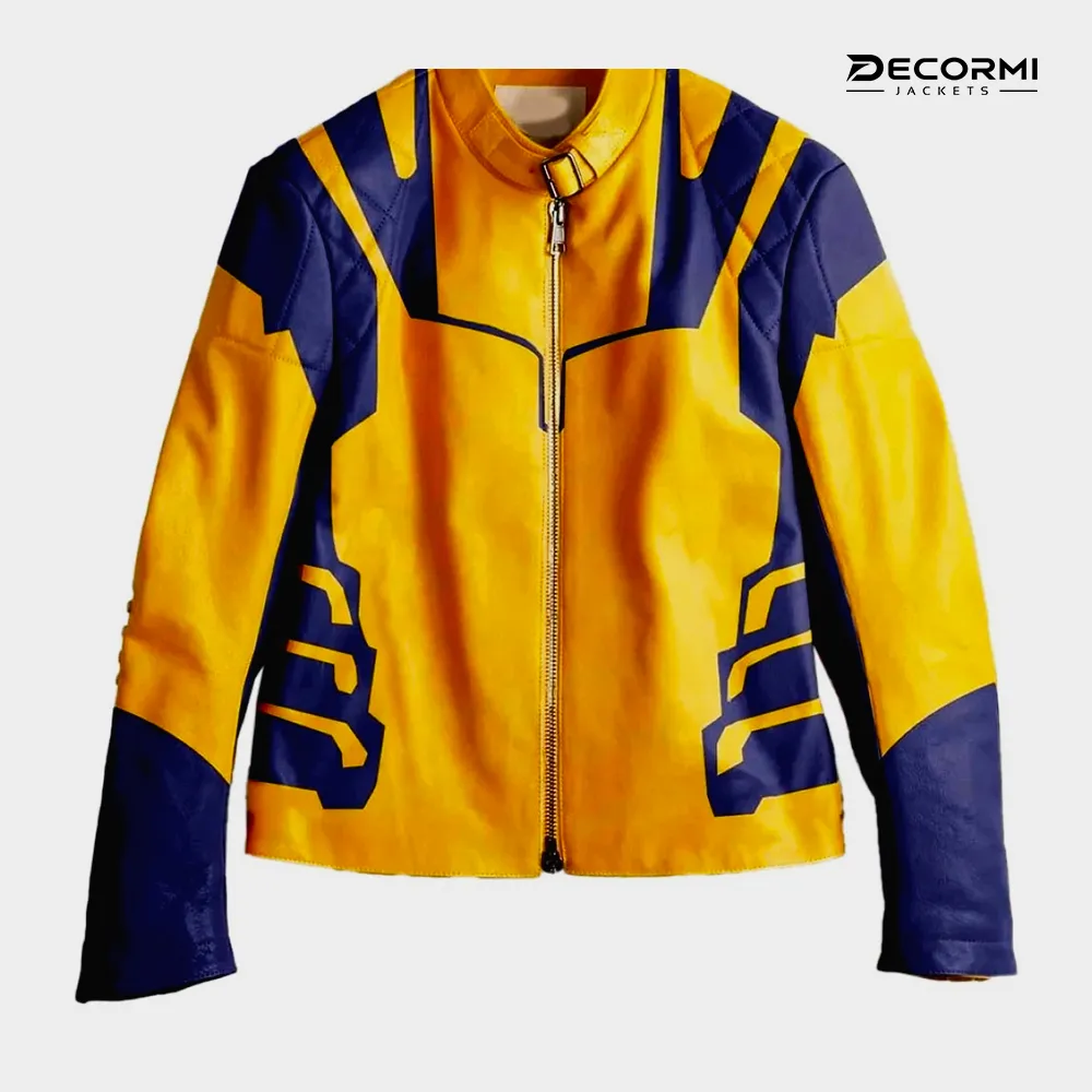 Hugh Jackman Wolverine Yellow and Blue Leather Jacket