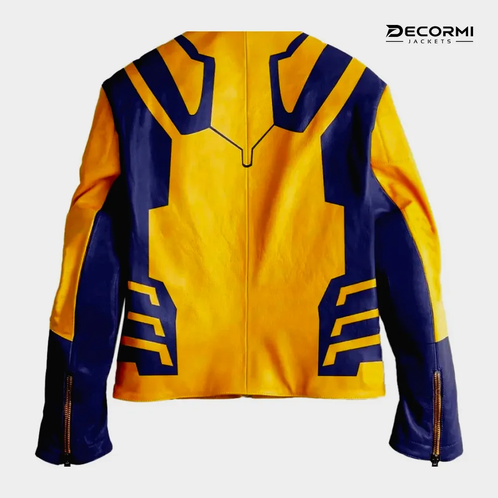 Hugh Jackman Wolverine Yellow and Blue Leather Jacket - Image 2