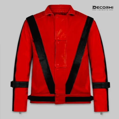 Michael Jackson Thriller Red And Black Leather Jacket