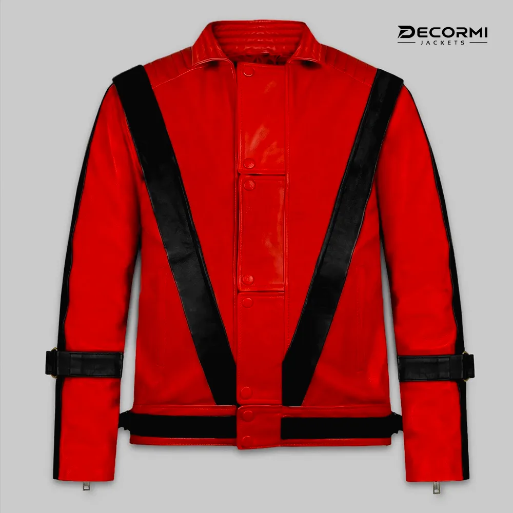 Michael Jackson Thriller Red And Black Leather Jacket