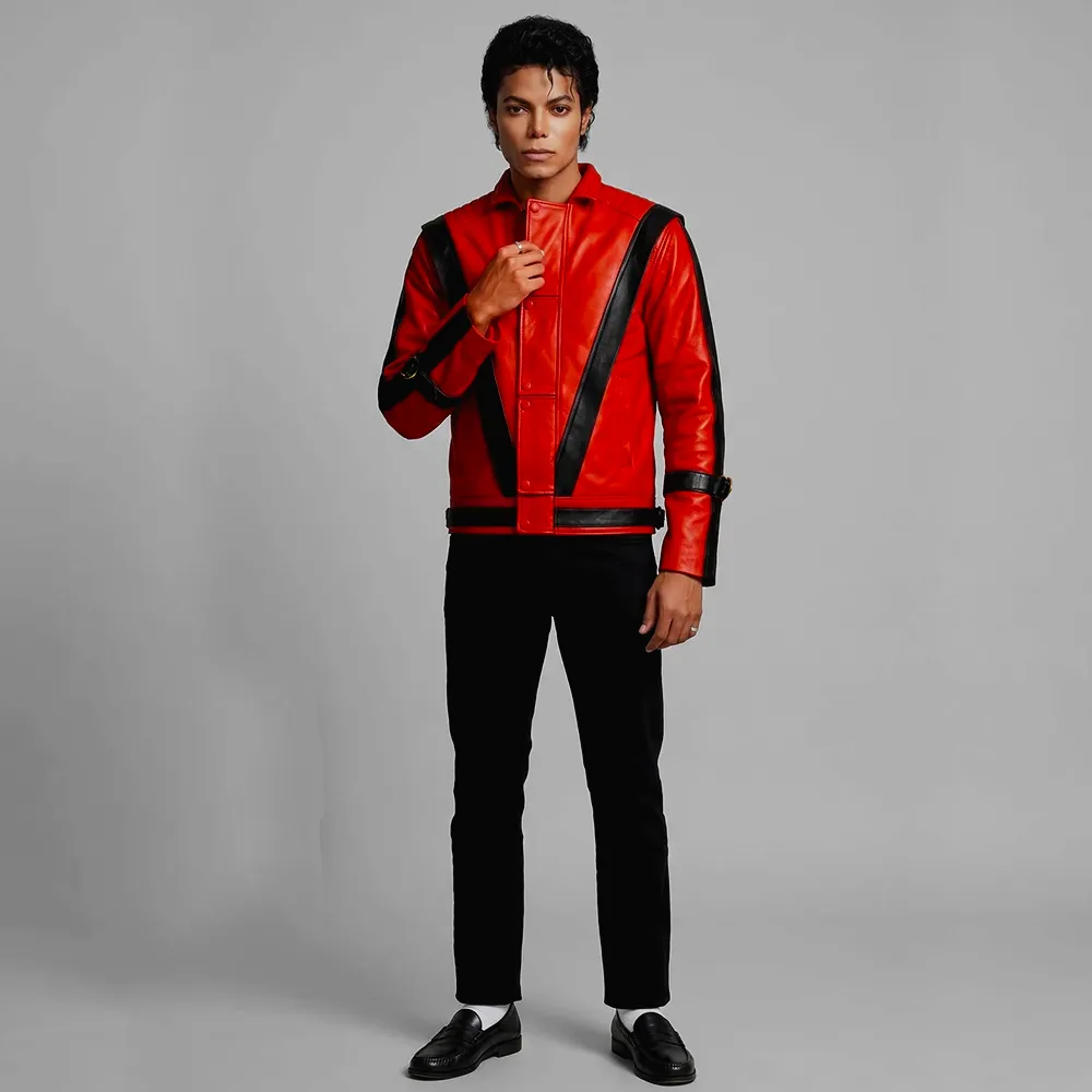 Michael Jackson Thriller Red And Black Leather Jacket - Image 8