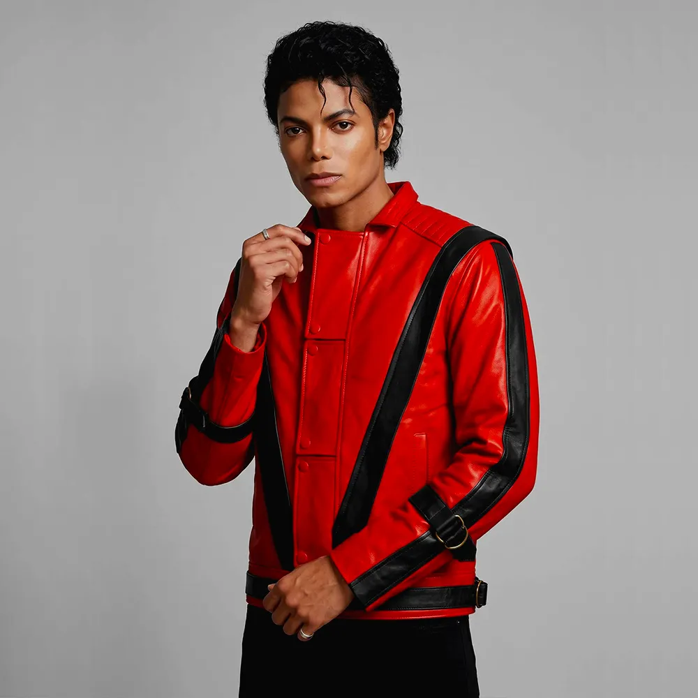 Michael Jackson Thriller Red And Black Leather Jacket - Image 9