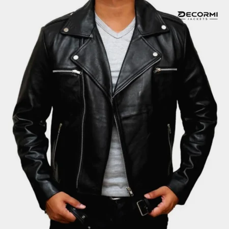 The Walking Dead Negan Smith Black Leather Biker Jacket
